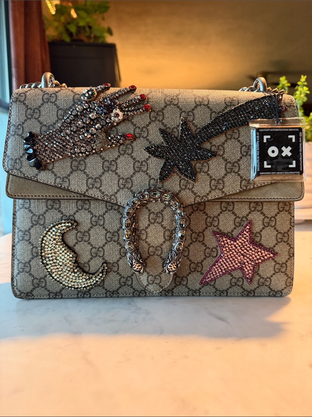 Gucci Medium Dionysus GG Supreme Shooting Star Embroidered Shoulder Bag
